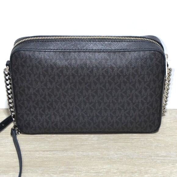 Michael Kors Jet Set Large Black Logo Crossbody Purse & Card Case Wallet Set - Picture 3 of 15